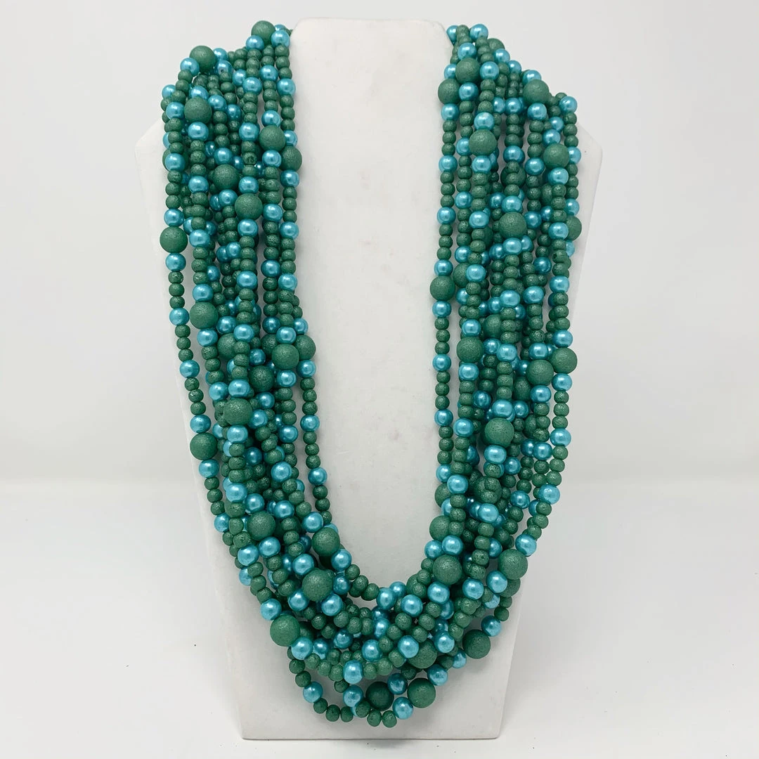 Plush Appeal, LLC 27" Teal Glass Beads Necklace (Dozen) 3 Plush Appeal, LLC 27" Teal Glass Beads Necklace (Dozen)
