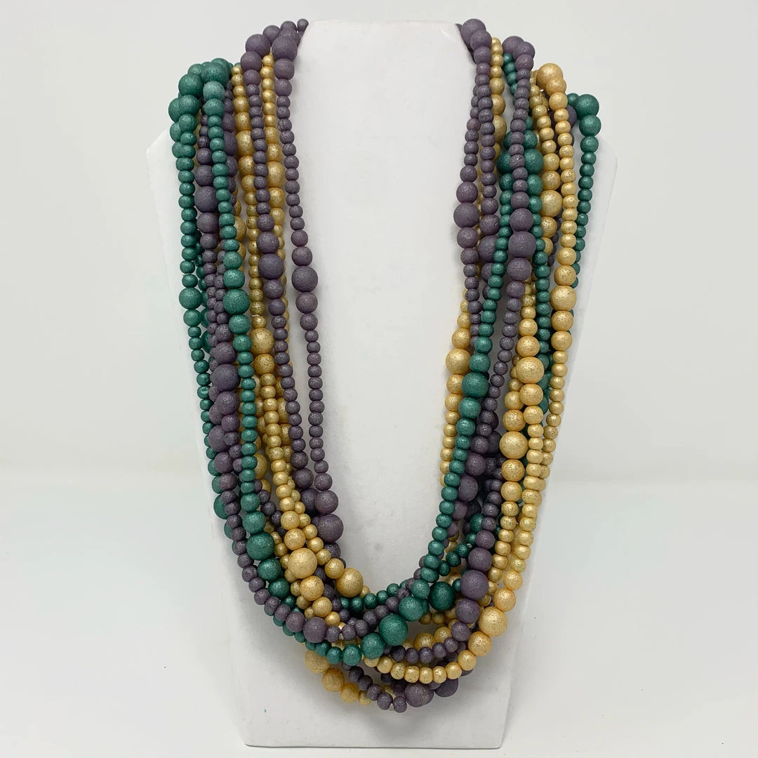 Plush Appeal, LLC 27" Purple, Gold & Green Glass Bead Necklace (Dozen) Beads 3 Plush Appeal, LLC 27" Purple, Gold & Green Glass Bead Necklace (Dozen) Beads