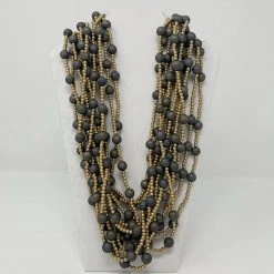 - No Manufacturer - 36" Black & Gold Bead Necklace (Dozen) Beads