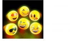 '- No Manufacturer - Light-Ups Flashing Emoji Rubber Ring 1" (6pc)