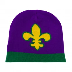 Plush Appeal, LLC Mardi Gras Fleur De Lis Beanie Hat (Each) Gifts & Apparel