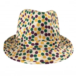 Mardi Gras Spot Purple, Green And Yellow Polka Dot Fedora Hat (Each) Party Supplies