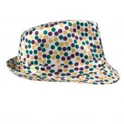 Mardi Gras Spot Purple, Green And Yellow Polka Dot Fedora Hat (Each) Party Supplies