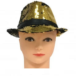 Sale Black And Gold Sequin Fedora (Each)