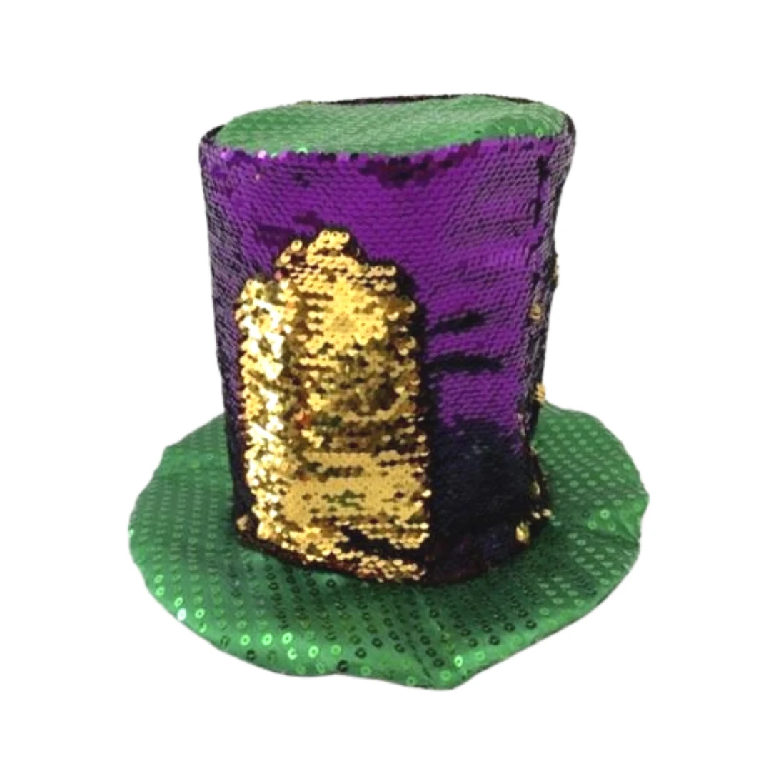 Sale Party Supplies Purple, Green And Gold Sequin Top Hat (Each) 3 Sale Party Supplies Purple, Green And Gold Sequin Top Hat (Each)
