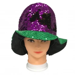 Sale Party Supplies Purple, Green And Gold Sequin Top Hat (Each)