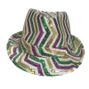 Mardi Gras Spot Purple, Green And Gold Sequins Stripes On White Fedora (Each) 1 Mardi Gras Spot Purple, Green And Gold Sequins Stripes On White Fedora (Each)