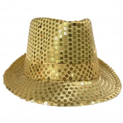 Mardi Gras Spot Gold Sequin Fedora Hat (Each)