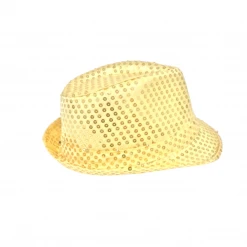 Mardi Gras Spot Gold LED Fedora With 14 White Lights (Each)