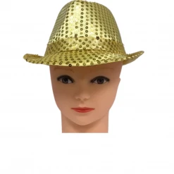 Mardi Gras Spot Gold LED Fedora With 14 White Lights (Each) 7 Mardi Gras Spot Gold LED Fedora With 14 White Lights (Each)