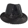 Mardi Gras Spot Light-Ups Black LED Fedora With 14 White Lights (Each)