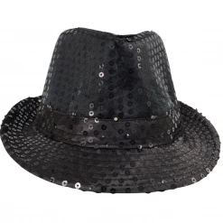 Mardi Gras Spot Light-Ups Black LED Fedora With 14 White Lights (Each)