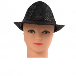 Mardi Gras Spot Light-Ups Black LED Fedora With 14 White Lights (Each)