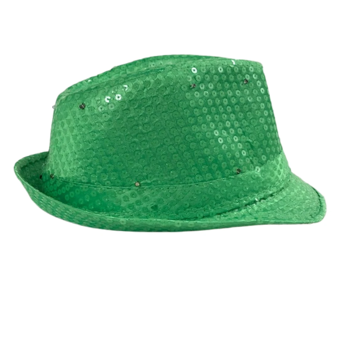 Mardi Gras Spot Green LED Fedora With 14 White Lights (Each) 4 Mardi Gras Spot Green LED Fedora With 14 White Lights (Each)