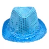 Mardi Gras Spot Turquoise LED Fedora With 14 White Lights (Each) Light-Ups 1 Mardi Gras Spot Turquoise LED Fedora With 14 White Lights (Each) Light-Ups