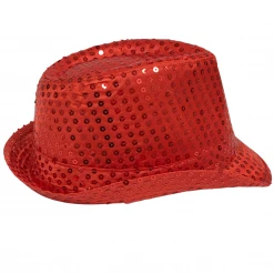 Mardi Gras Spot Red Sequin Fedora (Each) Party Supplies