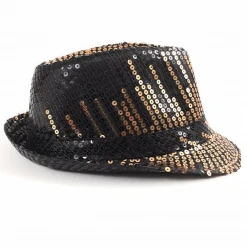 Mardi Gras Spot Black And Gold Sequin Fedora (Each) Party Supplies