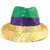 Mardi Gras Spot Party Supplies Purple, Green And Gold Sequin Fedora (Each)