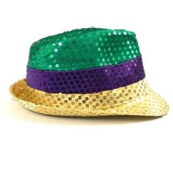 Mardi Gras Spot Party Supplies Purple, Green And Gold Sequin Fedora (Each)