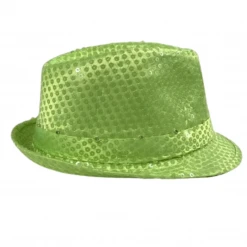Mardi Gras Spot Light-Ups Neon Yellow LED Fedora With 14 White Lights (Each)