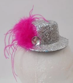 Plush Appeal, LLC Party Supplies Mini Silver Top Hat With Pink Feathers And Silver Stone (Each) 5 Plush Appeal, LLC Party Supplies Mini Silver Top Hat With Pink Feathers And Silver Stone (Each)