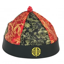 Sale Red And Black Chinese Hat With Braid (Each)