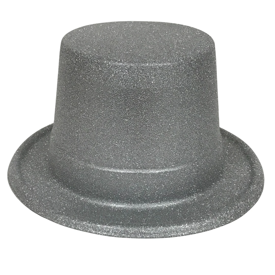 Plush Appeal, LLC Silver Glittered Top Hat (Each) Party Supplies 3 Plush Appeal, LLC Silver Glittered Top Hat (Each) Party Supplies