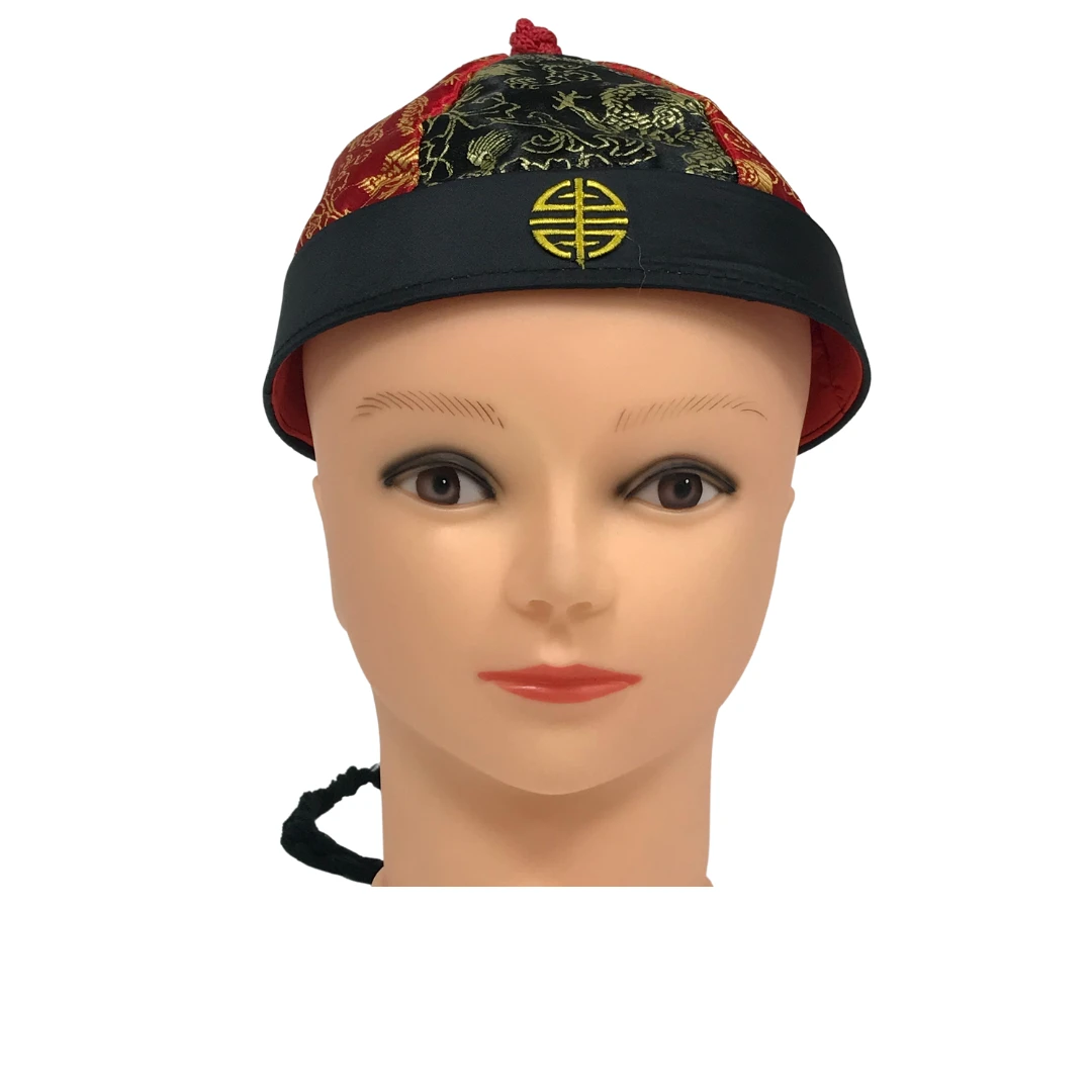 Sale Red And Black Chinese Hat With Braid (Each) 5 Sale Red And Black Chinese Hat With Braid (Each)