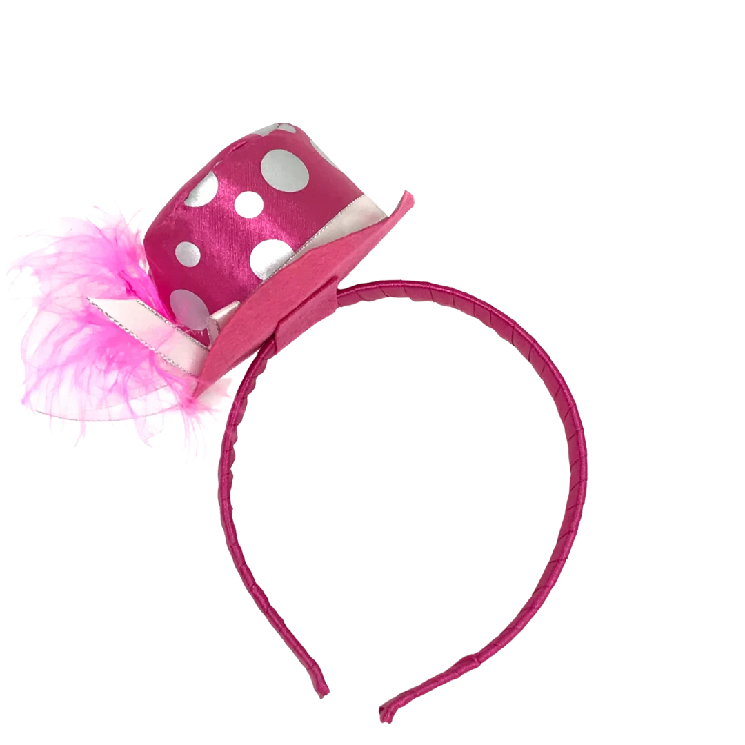 Sale Hot Pink With White Polka Dot Party Hat Headband (Each) 3 Sale Hot Pink With White Polka Dot Party Hat Headband (Each)