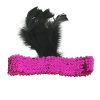 Sale Hot Pink Sequin Headband With Black Feather On Side (Each) Headbands 1 Sale Hot Pink Sequin Headband With Black Feather On Side (Each) Headbands