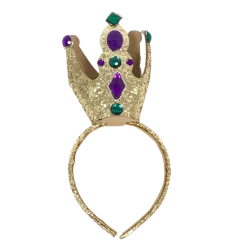 Mardi Gras Spot Gold Glittered Crown With Purple, Green And Clear Stones (Each) Headbands