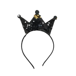 Mardi Gras Spot Black And Gold Sequin Crown Headband (Each) Headbands