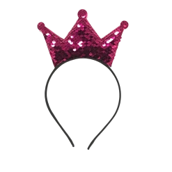 Mardi Gras Spot Hot Pink And Silver Sequin Crown Headband (Each)