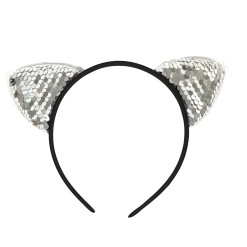 Plush Appeal, LLC Headbands Silver Sequin Cat Ears Headband (Each)