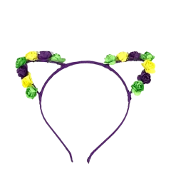 '- No Manufacturer - Headbands Mardi Gras Floral Cat Ears Headband (Each)