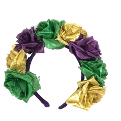 - No Manufacturer - Purple, Green And Gold Flower Headband (Each)