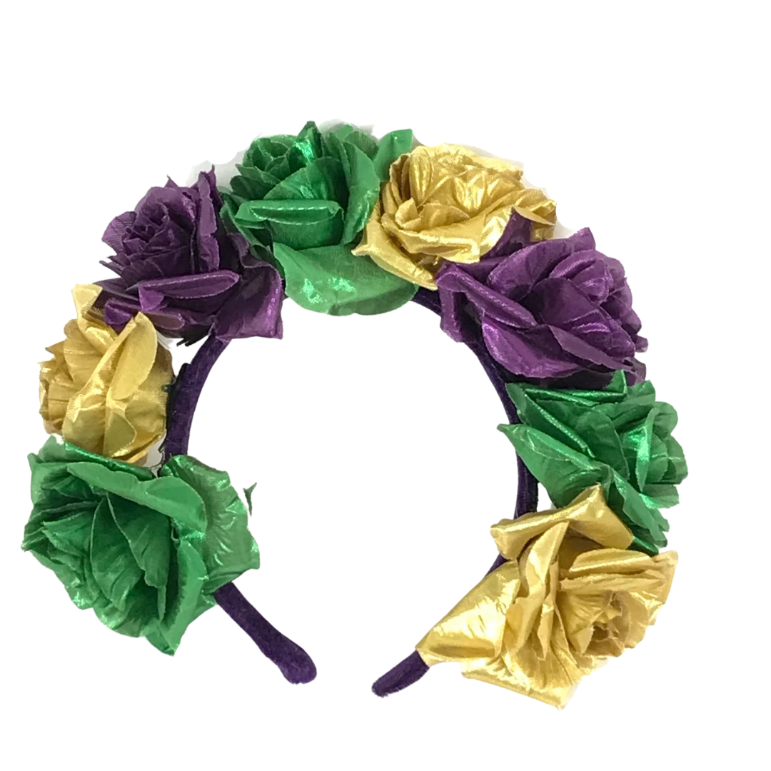 - No Manufacturer - Purple, Green And Gold Flower Headband (Each) 3 - No Manufacturer - Purple, Green And Gold Flower Headband (Each)