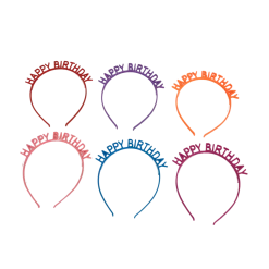 Plush Appeal, LLC Happy Birthday Headband - 6 Assorted Colors (Pack Of 6)