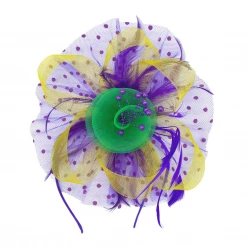 - No Manufacturer - Mardi Gras Floral Beads Feather Net Fascinator (Each) Headbands