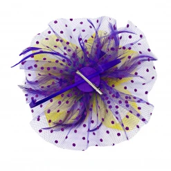 - No Manufacturer - Mardi Gras Floral Beads Feather Net Fascinator (Each) Headbands