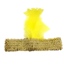 Plush Appeal, LLC Gold Sequin Headband With Golden Yellow Feather On Side (Each) Headbands