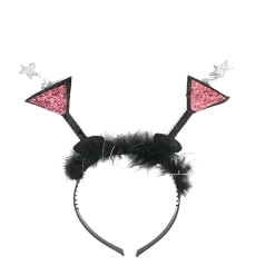 Sale Hot Pink Martini Head Bopper With Black Fur (Each) Headbands