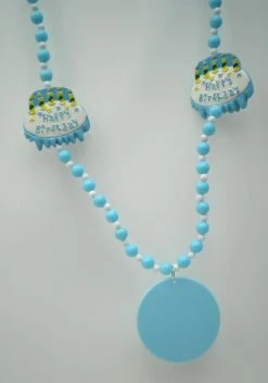 SBDOZEN Beads 38" 7mm Baby Blue Birthday Cake Bead With Baby Blue Medallion (Dozen)