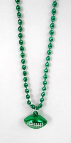 Sale 33" 6 X 9mm Oval Green Bead With Football Pendant (Each)