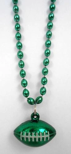 SBDOZEN 33" 6 X 9mm Oval Dark Green Bead With Football Pendant (Dozen) Beads