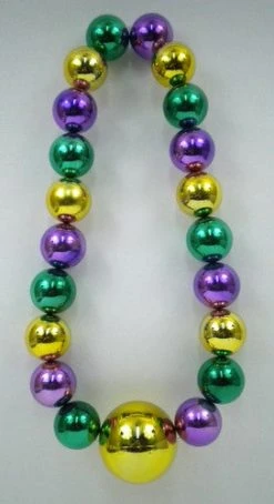 SB59075 60/100mm - Purple, Green And Gold Round Balls Necklace (Each)