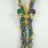 SB55250 60" Purple, Green And Gold Braided Fleur De Lis Bead With Tassel (Each)