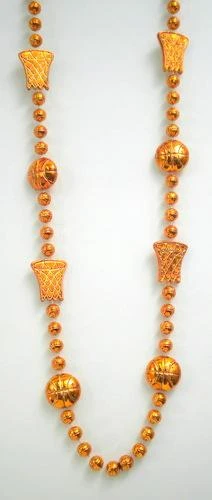 SBDOZEN 36" Metallic Orange Basketball Bead Necklace (Dozen)