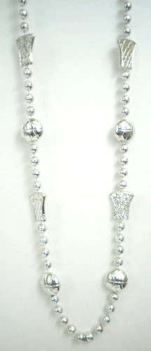 Sale 36" Metallic Silver Basketball Bead Necklace (Each)