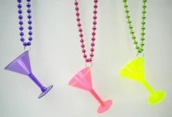SBDOZEN 36" 7mm Assorted Color Bead With Colored Martini Glass (Dozen) Beads
